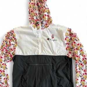Champion x Super Mario Bros Toad Anorak Packable 1/2 Zip Windbreaker Jacket